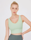 easyoga Lespiro U-neck Round Back Cropped Tank - G03 Pink Green