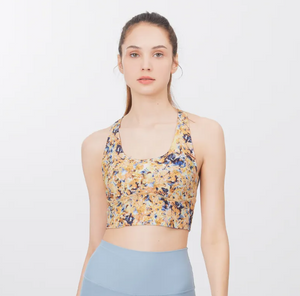 easyoga Lespiro Crew Neck Cropped Tank - Yellow Graffiti