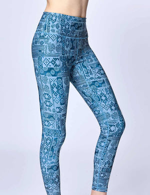 easyoga LESPIRO Glossy Slim Leggings2 - F79 Retro Ceramic Art