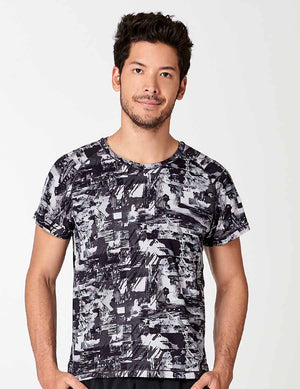 easyoga LA-VEDA Men's Fitted Tee - FA1 Montage Gray