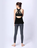 easyoga LA-VEDA Multipro Ruffle Layered  Tank - L1 Black