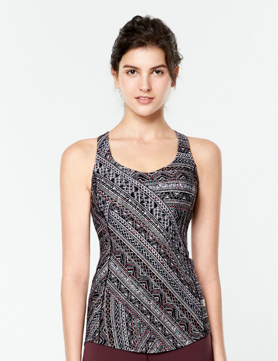 easyoga LESPIRO Stellate Tank - FC7 Geo Burgundy