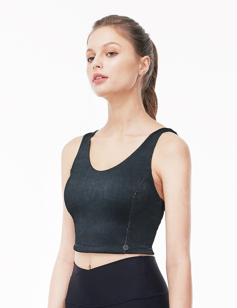 easyoga LA-VEDA Vintage Rib Cropped Tank - B18 Twilight Blue