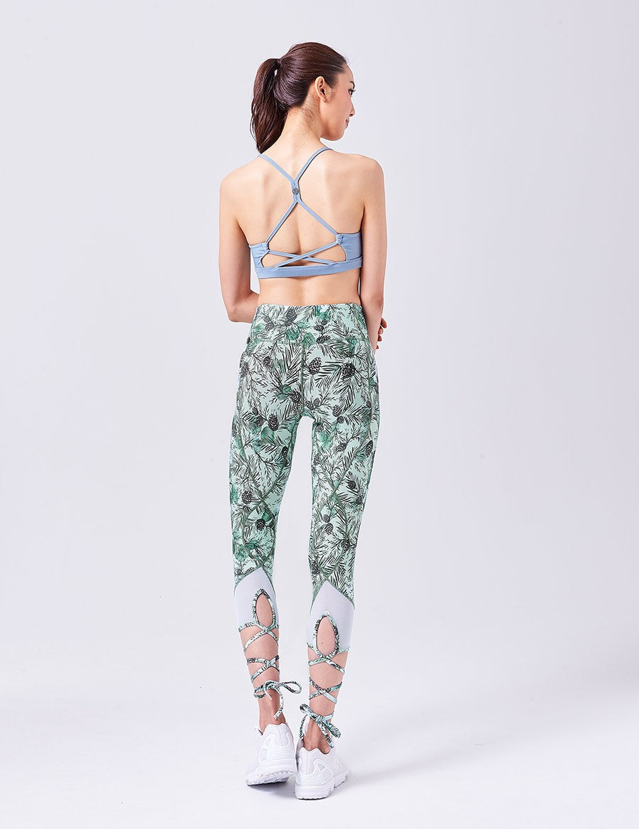 easyoga Lespiro Ballet Tie Leggings - F56 Pinecones Tree