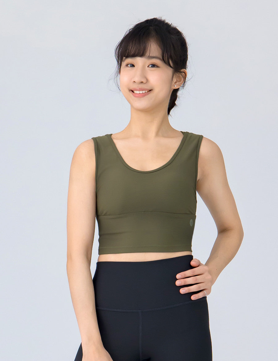 easyoga LESPIRO Two in One Quarter Sleeve  Tank - G17 Olive Green