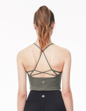 easyoga LA-VEDA Linear Back Shaping Cropped Tank - A16 Mist Gray