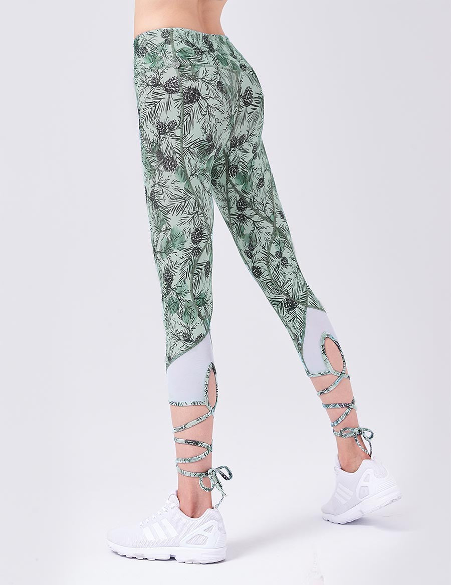 easyoga Lespiro Ballet Tie Leggings - F56 Pinecones Tree